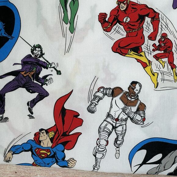 POTTERY BARN KIDS DC Comic Super Hero Full Flat Sheet with Single Pillow Case - Picture 2 of 7